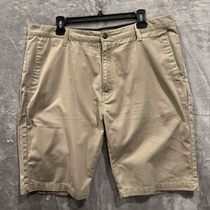 Volcom Vmonty Shorts Mens Size 36 Tan Chino Flat Front Style Skate Surf Casual